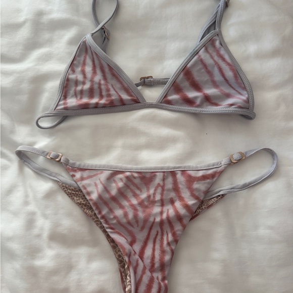 acacia swimwear Other - Acacia Swimwear Zebra Print Bikini - Gray and Pink